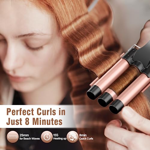 BESTOPE PRO WAVER CURLING IRON - 3 BARREL HAIR CRIMPER, 5 IN 1 CURLING WAND SET - Like New