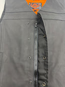 TRUE ELEMENT MENS STYLE LEATHER MOTORCYCLE VEST - SIZE: MEN XL - BLACK - Brand New