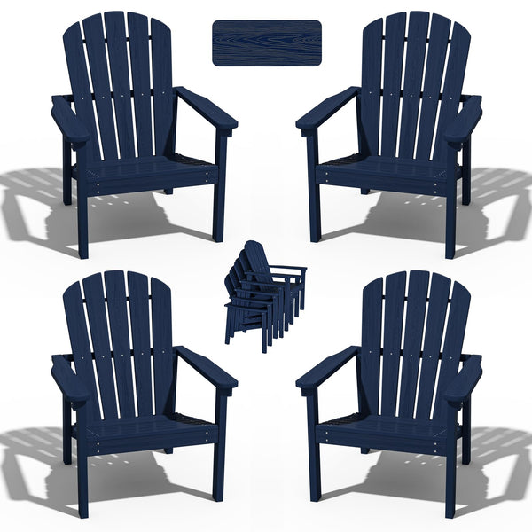 NEVILYWOOD STACKABLE ADIRONDACK CHAIR ALL-WEATHER HDPE OUTDOOR PATIO NAVY - Like New