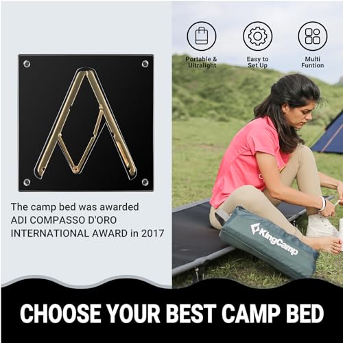 KingCamp Ultralight Camping Cot Bed Weight Capacity 120kg (Black) - Like New