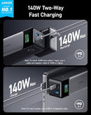 ANKER 737 POWER BANK 24,000MAH 3-PORT CHARGER WITH 140W OUTPUT A1289 - BLACK - Like New