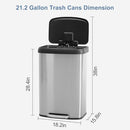 21 Gallon/80 Liter Kitchen Trash Can Stainless Lid, Step-on Waste Bins - Silver - Brand New