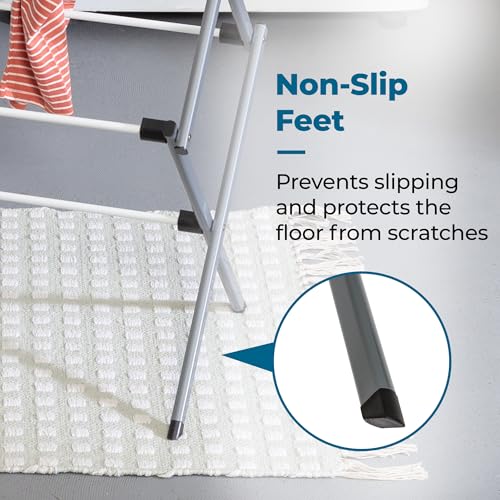 HONEY-CAN-DO COLLAPSIBLE LAUNDRY & TOWEL RACK, STURDY, STEEL - WHITE/ SILVER - Brand New