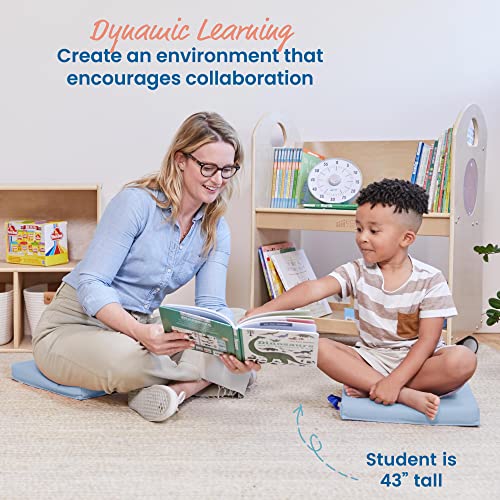 ECR4KIDS SOFTZONE FLOOR CUSHIONS SQUARE FLEXIBLE SEATING 6-PIECE POWDER BLUE - Like New