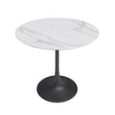 Jamesdar Kurv Steel 31.5" Cafe Table in White Marble & Black - Brand New