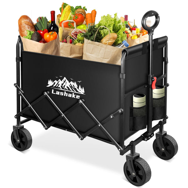LASHAKE COLLAPSIBLE FOLDABLE WAGON, LARGE CAPACITY HEAVY DUTY WAGON Cart -BLACK - Brand New