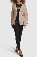 LWQMP374 Karl Lagerfeld Women's Peplum Trench Coat Khaki Size XL - Brand New
