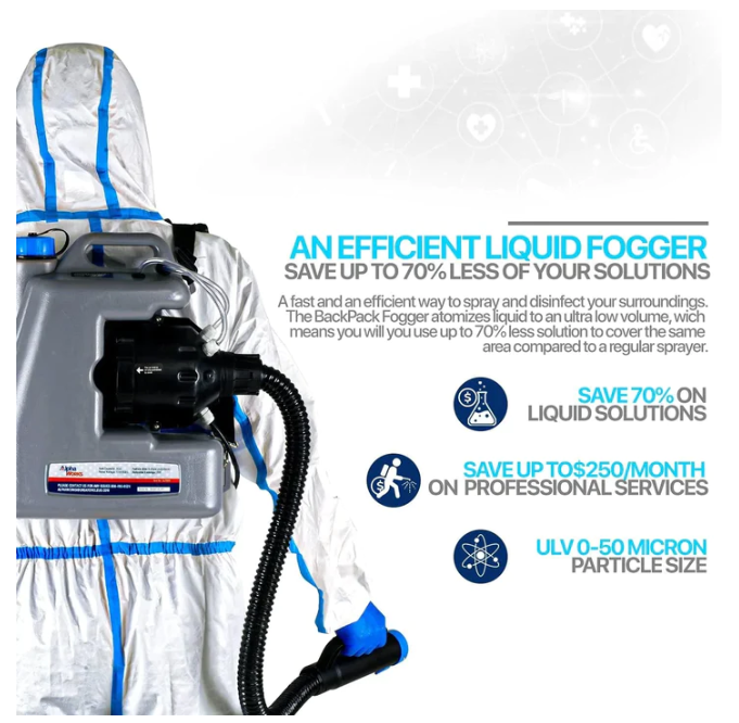 AlphaWorks Cordless Disinfectant Backpack Mist Duster ULV Sprayer GUT050 - GREY - Like New