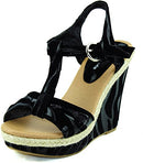 B0090XZTZY TOP Moda Women's Book-3 Black Black Ankle Strap Wedge Shoes, Size 8 - Brand New