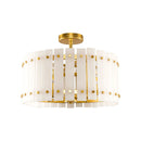 PARROT UNCLE 4-LIGHT MODERN DRUM MARBLE SEMI FLUSH MOUNT CEILING LIGHT - GOLDEN - Like New