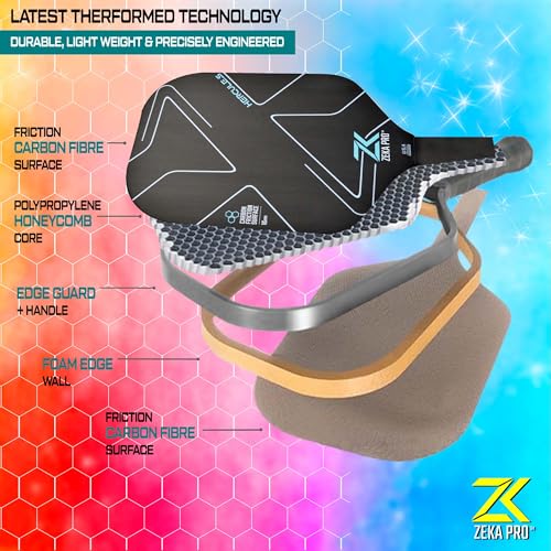 ZEKA PRO T700 RAW CARBON FIBER PICKLEBALL PADDLE 16MM CORE - BLACK/GRAY - Like New
