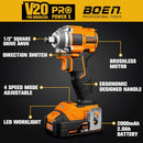 BOEN 260FT-LBS(350N.m) CORDLESS IMPACT WRENCH 1/2 INCH, IW-79 - ORANGE/BLACK - Like New