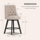 MINCETA 360 Swivel Bar Stools Set of 2 26" Upholstered Height Barstools - Beige - Like New
