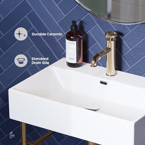 SWISS MADISON WELL SM-CS721, CLAIRE 24" SINK IN GLOSSY WHITE - WHITE/GOLD LEGS - Like New