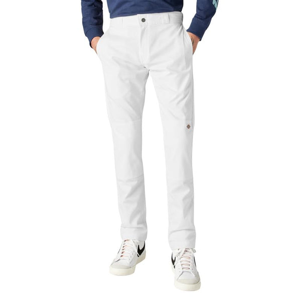 DICKIES MEN'S SKINNY STRAIGHT DOUBLE KNEE WORK PANTS MEN 40X32 WHITE - Like New