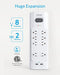 ANKER A9181 POWER STRIP SURGE PROTECTOR WITH USB, 6FT, 8 OUTLETS, 2 USB PORTS - Like New