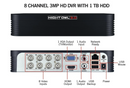Night Owl 8-Channel 3MP Extreme HD 3.0 DVR 1TB DVR Black DVR-THD30B-81 Like New