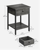 VASAGLE Nightstands Set of 2, End Tables, Side Tables with Drawer and Shelf - Like New