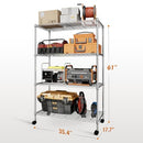 SIMPLE DELUXE HEAVY DUTY 4-TIER SHELVING WITH WHEELS 35.43"W X 17.72"D X 61.02" - Like New