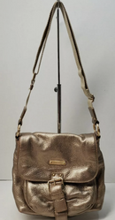 MICHAEL KORS PEBBLED LEATHER CROSSBODY BAG - METALLIC GOLD - Like New