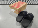 FITFLOP WOMEN'S GEO-WEBBING CROSS SLIDES - SIZE: WOMEN 8 - BLACK MIX - Like New