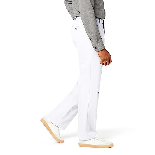 Dockers Men Fit Signature Khaki Lux Cotton Stretch Pants W34/L32 PAPER WHITE - Brand New