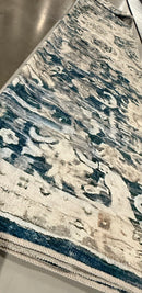 KATHY IRELAND HOME FLANNEL PRINTED AREA RUG 8FT BY 10FT - BLUE IVORY - Like New