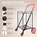 SereneLife Small Compact Shopping Cart Removable Waterproof Swivel Wheel - RED - Like New