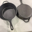 CUISINEL CAST IRON SKILLET PAN 2 PIECES SET - BLACK - Like New