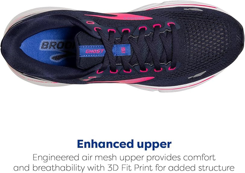 BROOKS WOMEN'S GHOST 15 NEUTRAL RUNNING SHOE - PEACOAT/BLUE/PINK - SIZE 8 - Like New