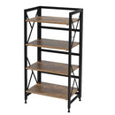 Kavfocoy Folding Bookshelf 4 Tier No Assembly Rustic Brown, 4 Tier - Brand New