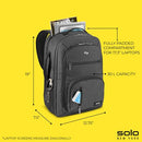 SOLO NEW YORK TSA LAPTOP BACKPACK FOR WOMEN & MEN CARRY ON BOOKBAG TRAVEL - GREY - Brand New
