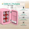 CROWNFUL Mini Fridge, 4 Liter/6 Can, Portable Cooler and Warmer - Pink - Like New