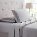 BAMBOO COMFORT LACE CROCHET EMBROIDERY 4 PIECE SHEET SET - QUEEN - SILVER GRAY - Like New