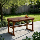 WALKER EDISON MAUI MODERN SOLID ACACIA WOOD SLATTED DINING 78" OWTEXDB - BROWN - Like New