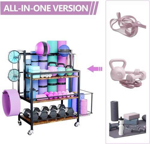 Easycom Home Gym Storage 4 Tier Large Capacity Rack for Dumbbells - BROWN - Like New