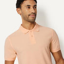 AMAZON ESSENTIALS SLIM-FIT SHORT-SLEEVE COTTON POLO SHIRT MEN M PALE PEACH - Brand New