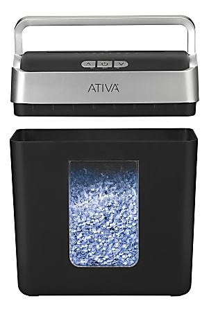ATIVA 8-SHEET MICRO-CUT LIFT-OFF SHREDDER WITH HANDLE - BLACK/SILVER - Brand New