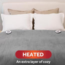 SUNBEAM ROYAL LUXE MICROPLUSH HEATED BLANKET 12 HEAT 90X84 32810117 - DOVE GRAY - Like New