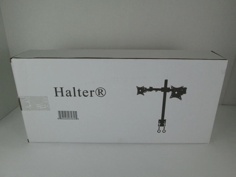 HALTER FREE TILT DUAL MONITOR ARM - BLACK - Like New