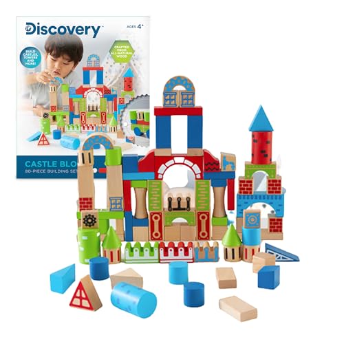 Discovery Wood Castle Blocks 80-Piece [Amazon Exclusives] Natural Wood - Brand New