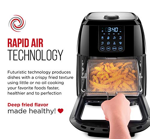 Chefman Compact 6.3-Qt 4-In-1 Digital Air Fryer+, Rotisserie, Dehydrator - Black - Like New