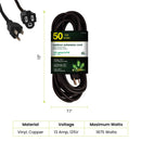 GOGREEN POWER 14/3 50' 13850BK HEAVY-DUTY EXTENSION CORD - BLACK - Like New