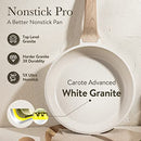 CAROTE Nonstick Pots and Pans Set White Granite Induction Kitchen Cookware - Brand New