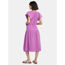 TIME AND TRU WOMEN'S DOUBLE CLOTH COTTON MIDI DRESS - SIZE: L - VIOLET SURPRISE - Brand New