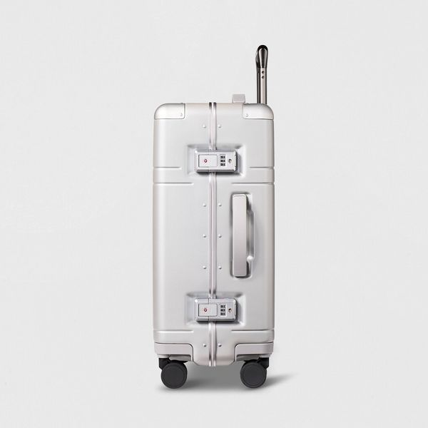 OPEN STORY SIGNATURE HARDSIDE TRUNK CARRY ON SPINNER SUITCASE TSA LOCKS - SILVER - Like New