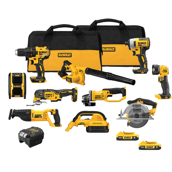 DEWALT 20V MAX POWER TOOL COMBO KIT, 10 TOOL CORDLESS - YELLOW - Like New