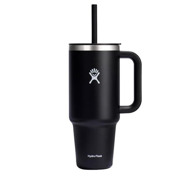 HYDRO FLASK TUMBLER HANDLE LID STRAW INSULATED STAINLESS STEEL - BLACK - Like New