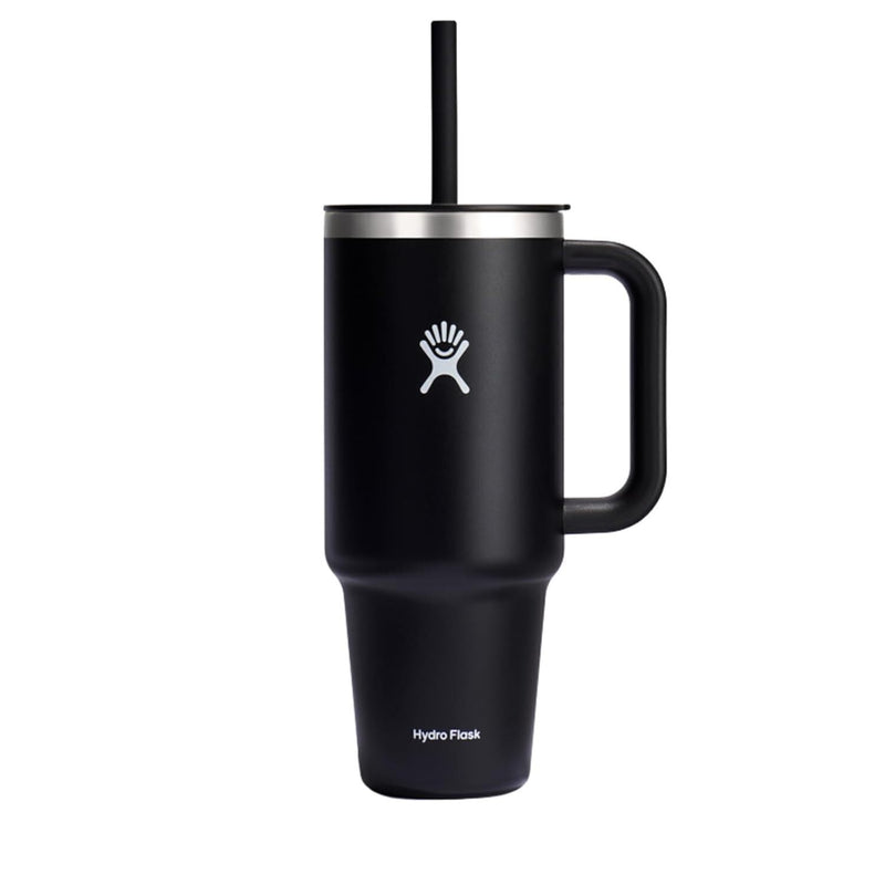 HYDRO FLASK TUMBLER HANDLE LID STRAW INSULATED STAINLESS STEEL - BLACK - Like New