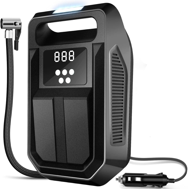 FBK Tire Inflator Portable Air Compressor 12V DC with Digital Display - Black Like New